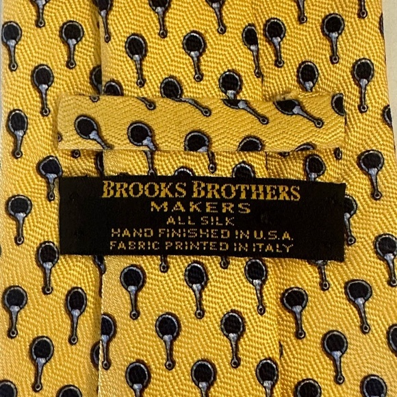 Brooks Brothers Maker gold and blue geometric silk necktie - Picture 2 of 2